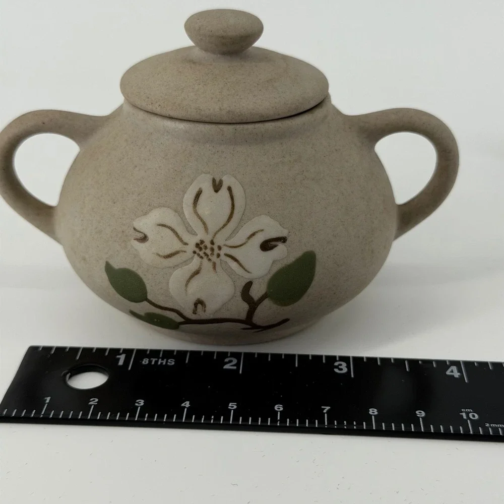 Pigeon River Pottery Creamer Sugar Teapot Set Dogwood Flower Handmade‎ 3pc VTG